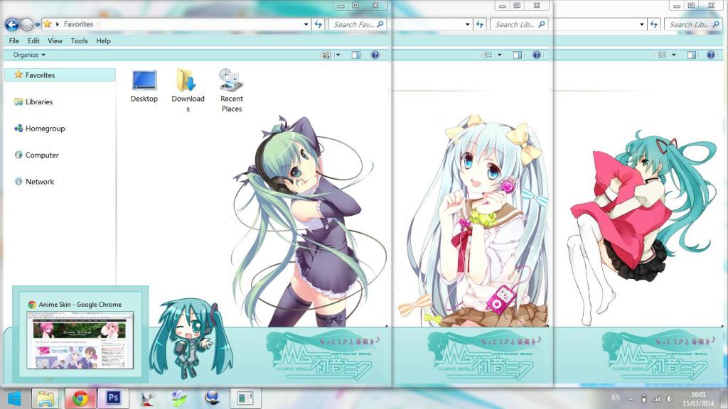 win7主题，电脑主题，miku，初音未来