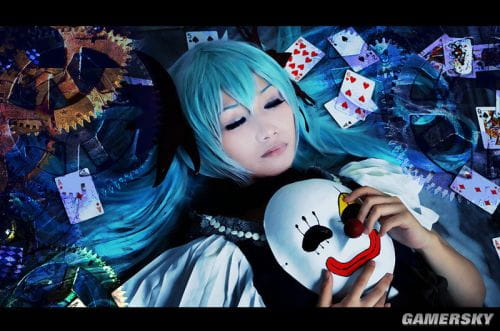 初音 小丑面具 cos cosplay 黑化初音 面具初音 萌娘