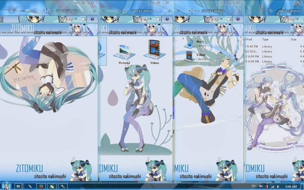 win7主题，初音未来，电脑主题，miku