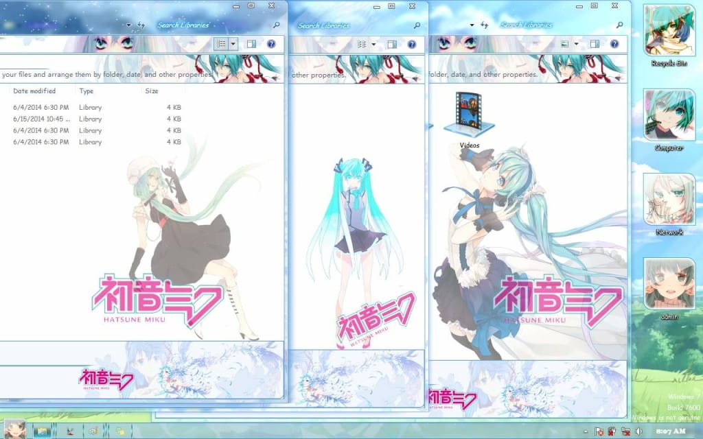 win7主题，世界第一公主殿下，miku，初音未来