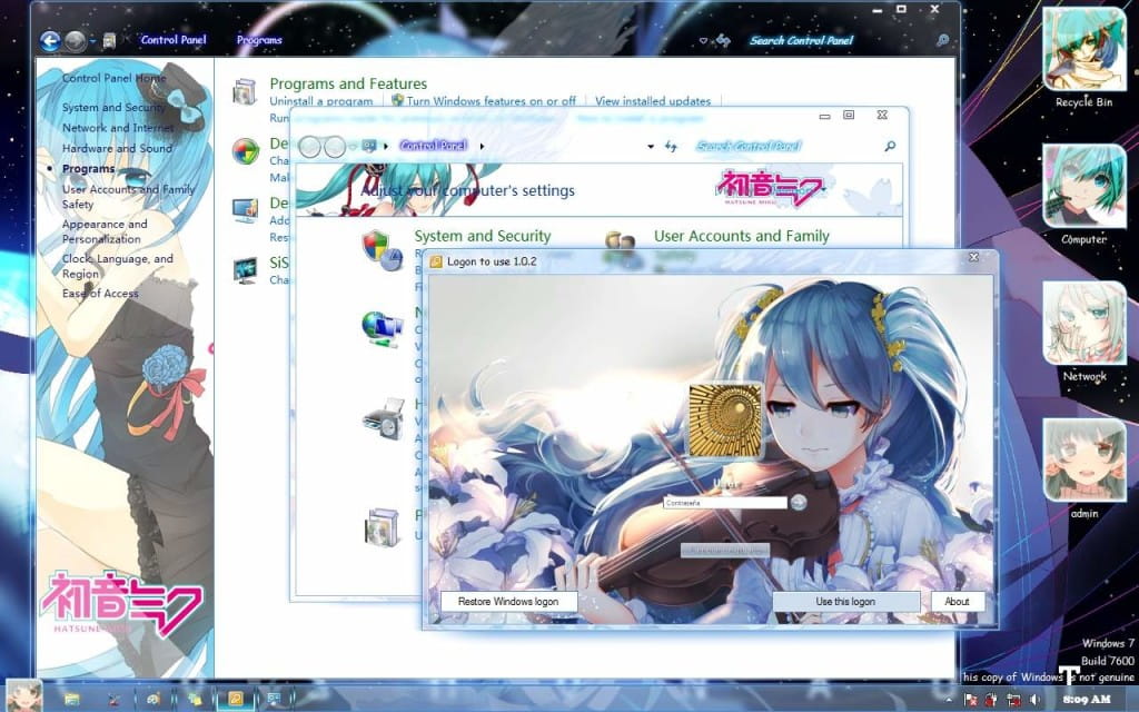 win7主题，世界第一公主殿下，miku，初音未来