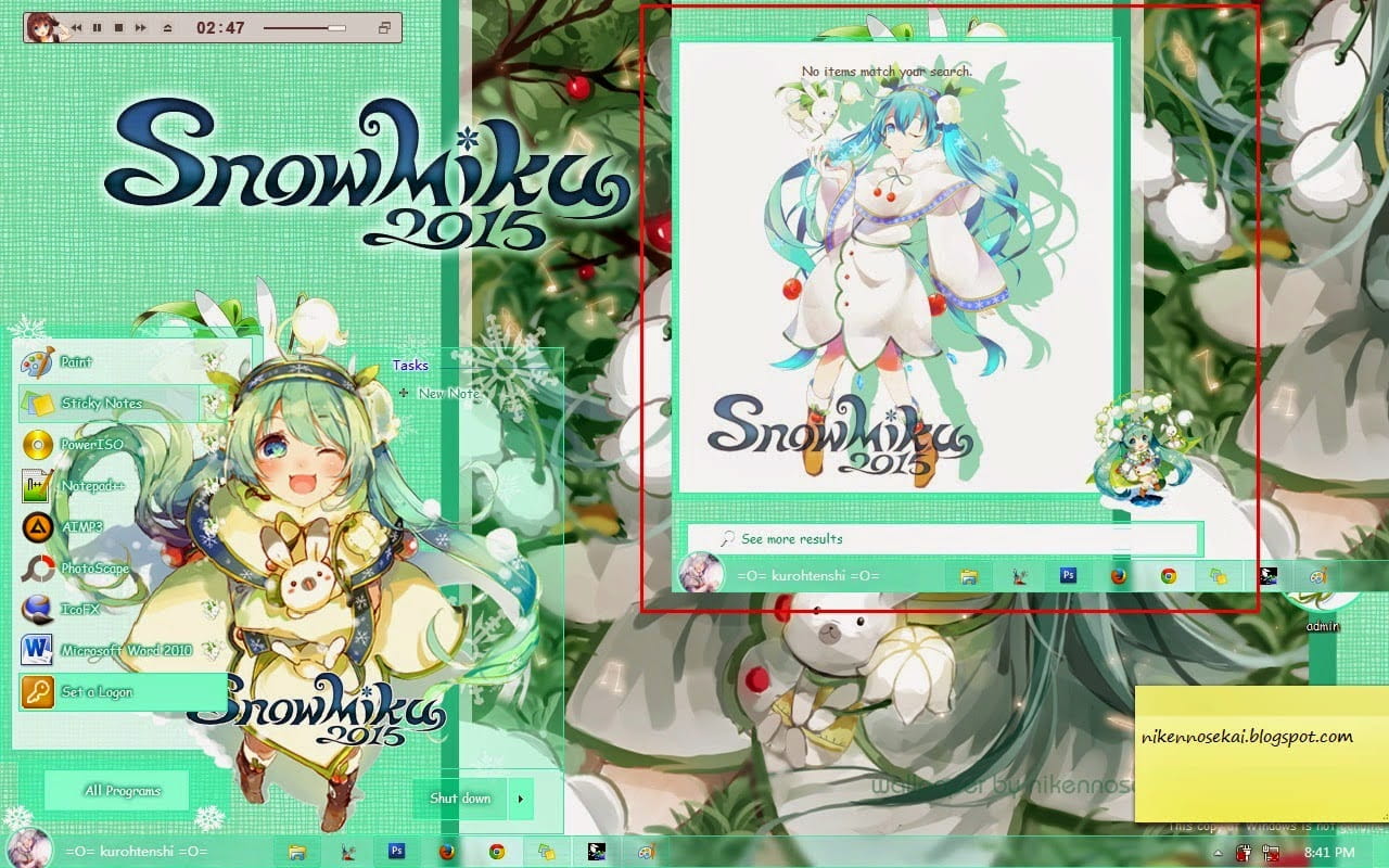 win7主题 电脑主题 萌娘资源 snow miku 雪初音 2015