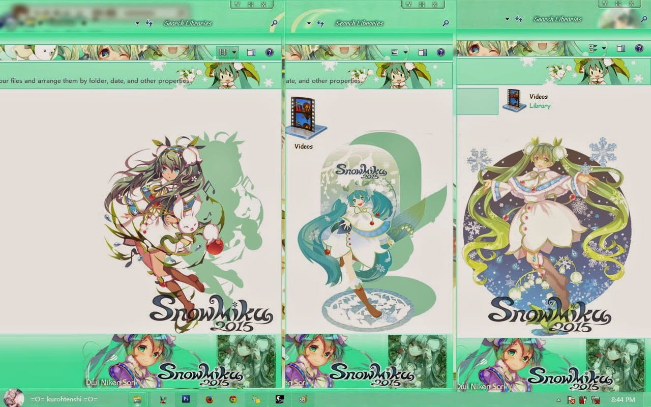 win7主题 电脑主题 萌娘资源 snow miku 雪初音 2015