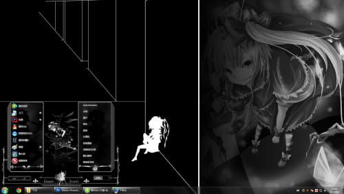 win7主题 电脑主题 萌娘资源 东方project 黑白 二小姐 芙兰朵露