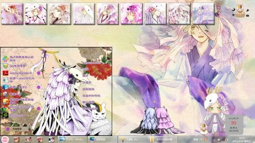 win7主题 电脑主题 萌娘资源 萌化礼包 搜狗输入法 回收站 日历